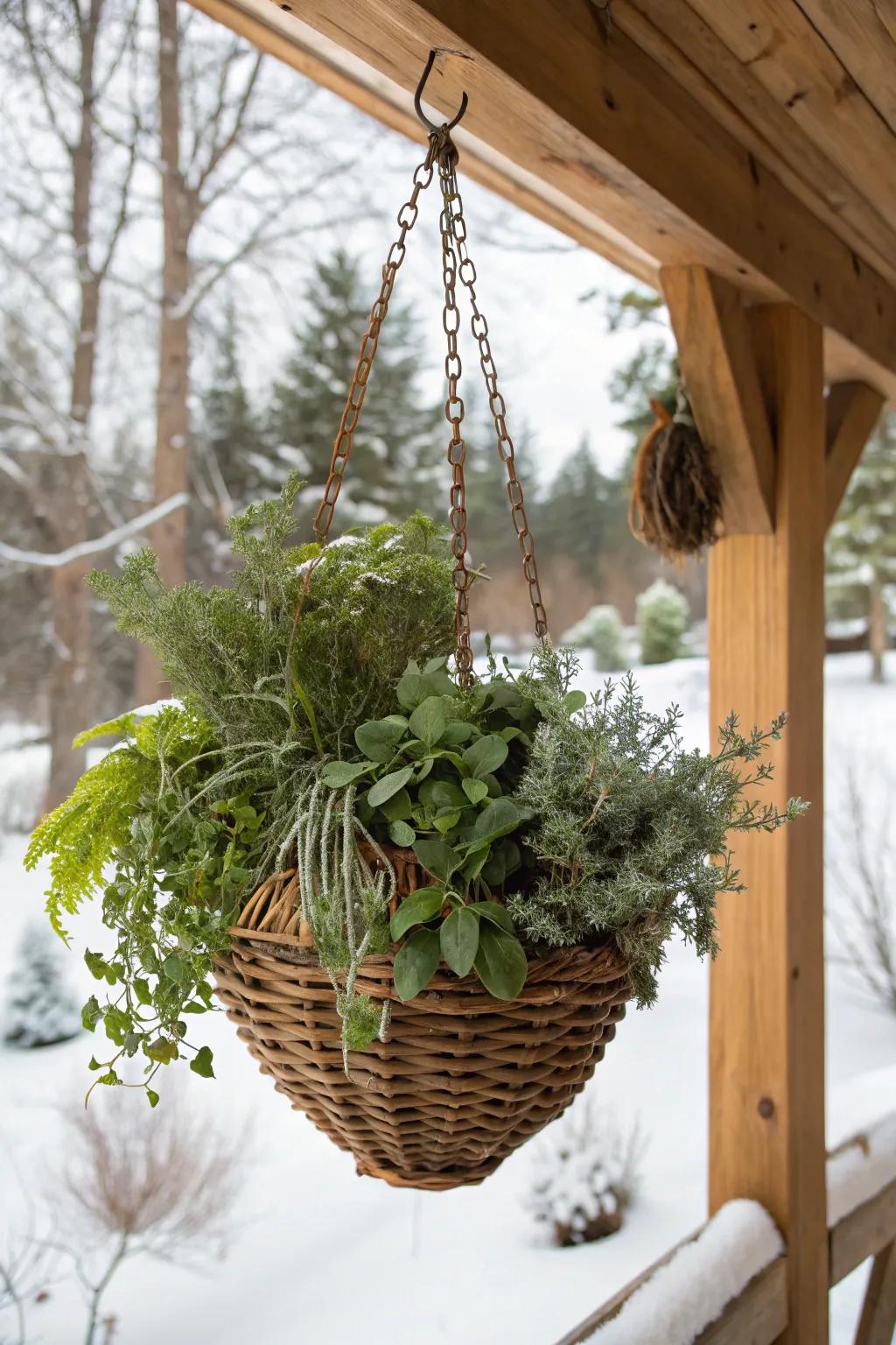 Winter herbs provide scent and greenery.