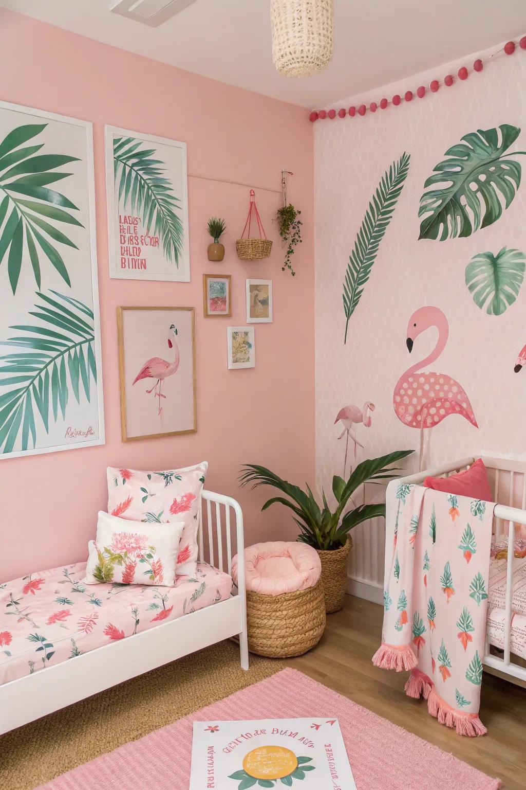 Tropical accents add fun and adventure to the nursery.