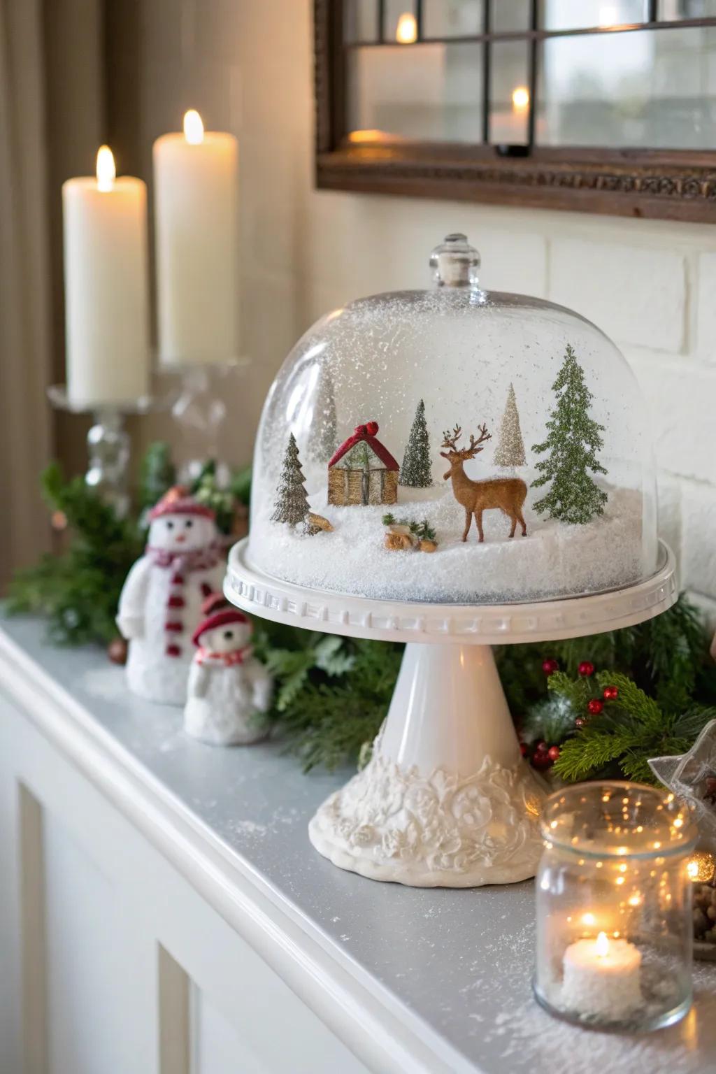 Design your own winter wonderland inside a dome for a unique snow globe effect.