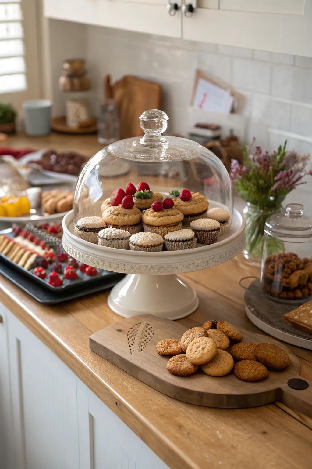 Showcase your sweet treats with grace using a glass dome display.