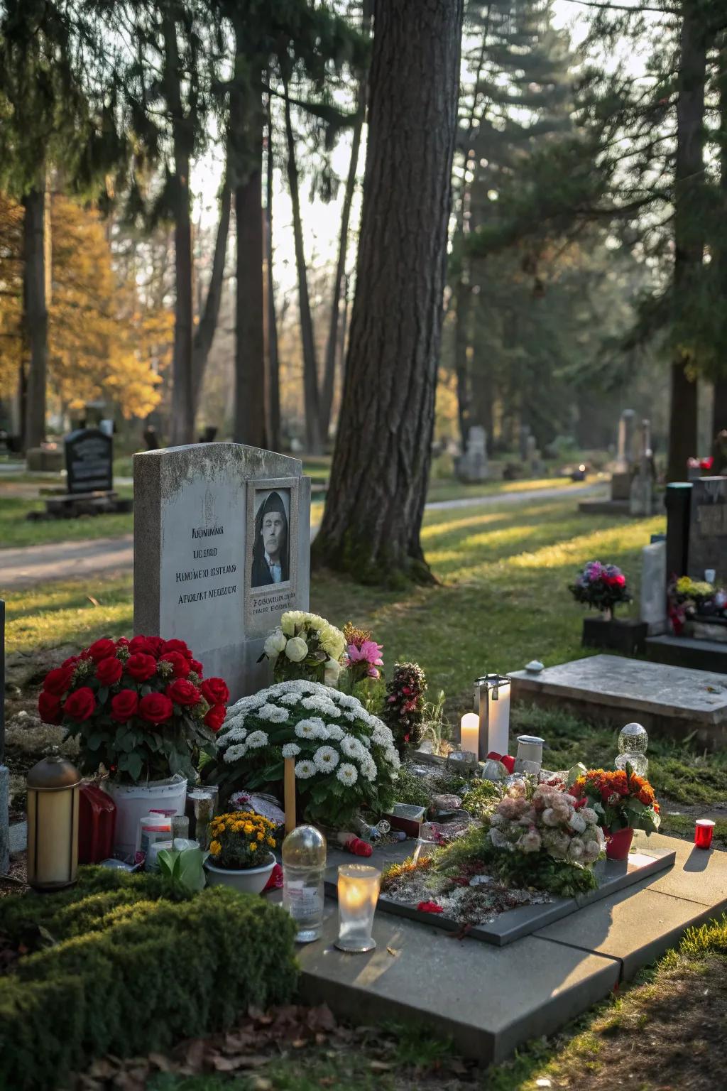 Memorial items symbolizing shared memories and love.
