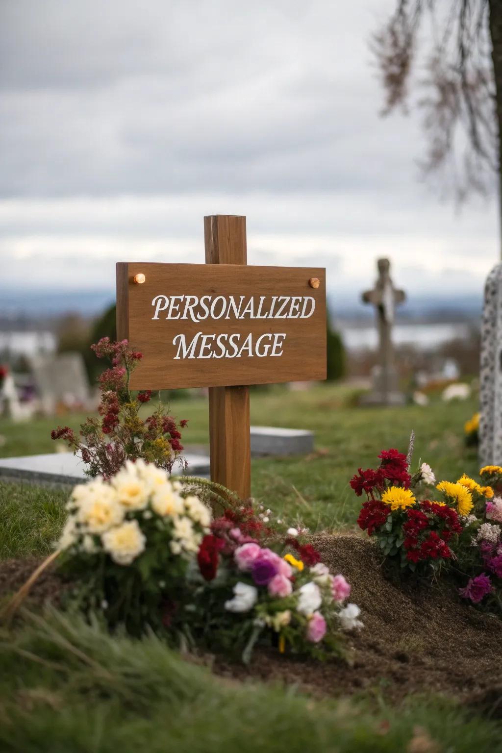 Custom sign with a heartfelt message.