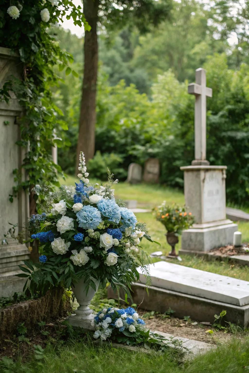 Graceful floral arrangement honoring Father's Day.