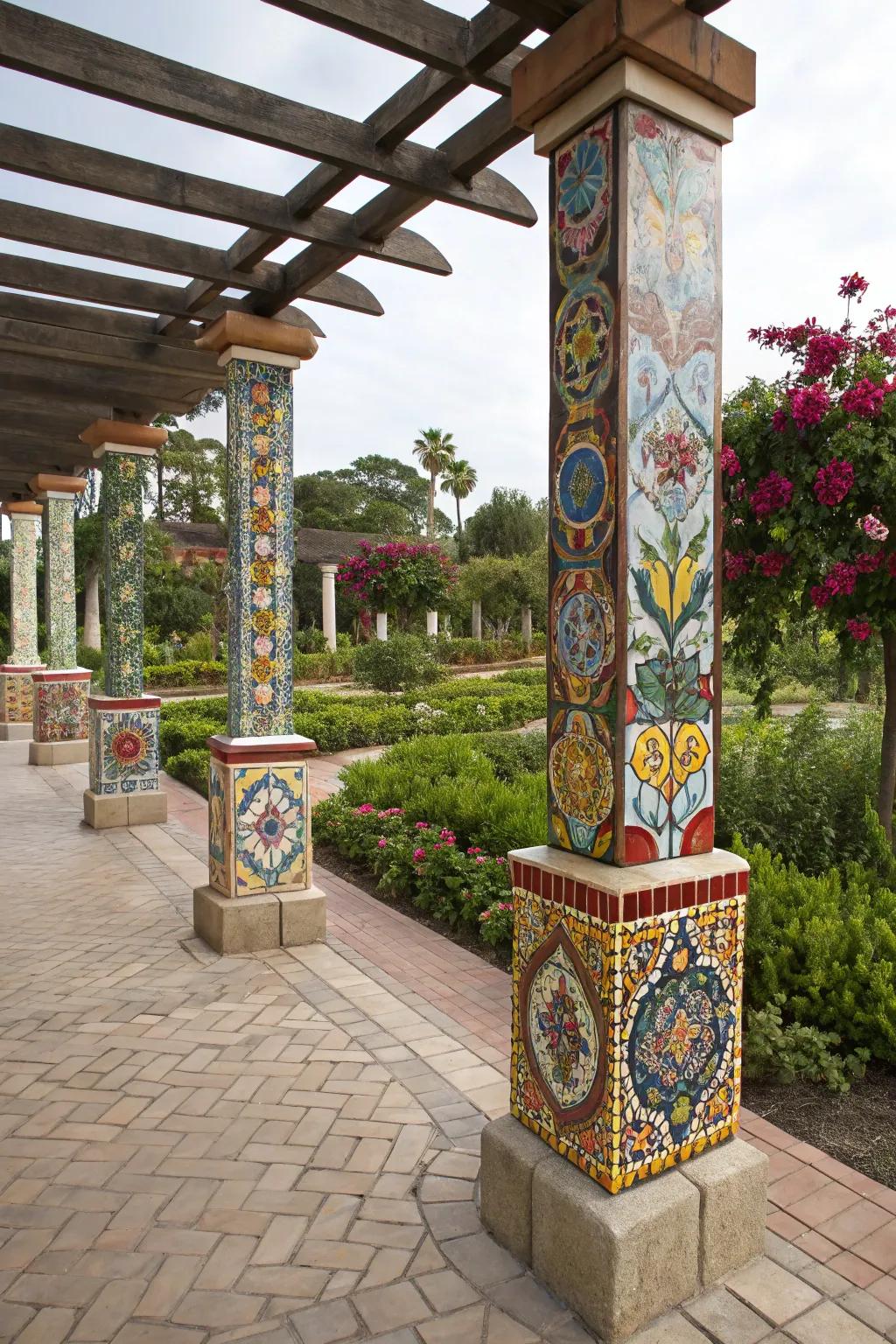 Tile mosaics add vibrant, artistic flair.