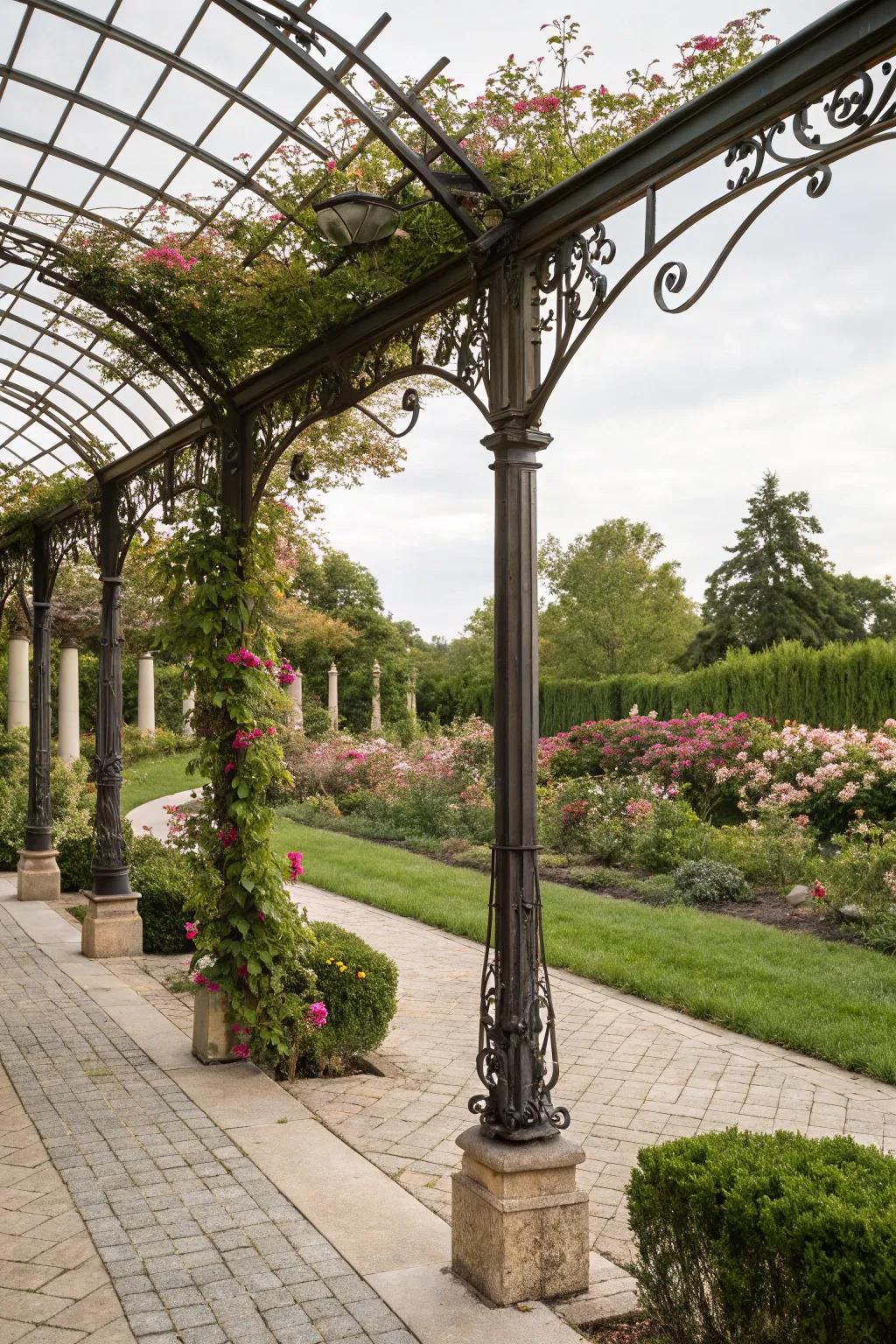 Wrought iron details add vintage charm.