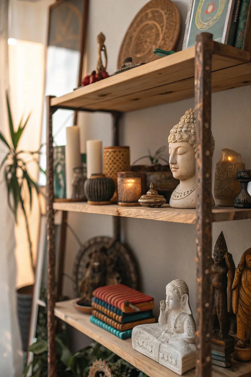 Sculptural decor adds artistic flair.
