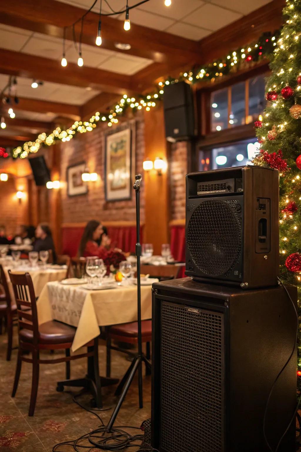 Festive music filling the air.