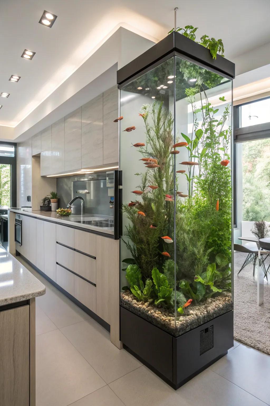 A vertical garden tank makes a dramatic and space-efficient display.