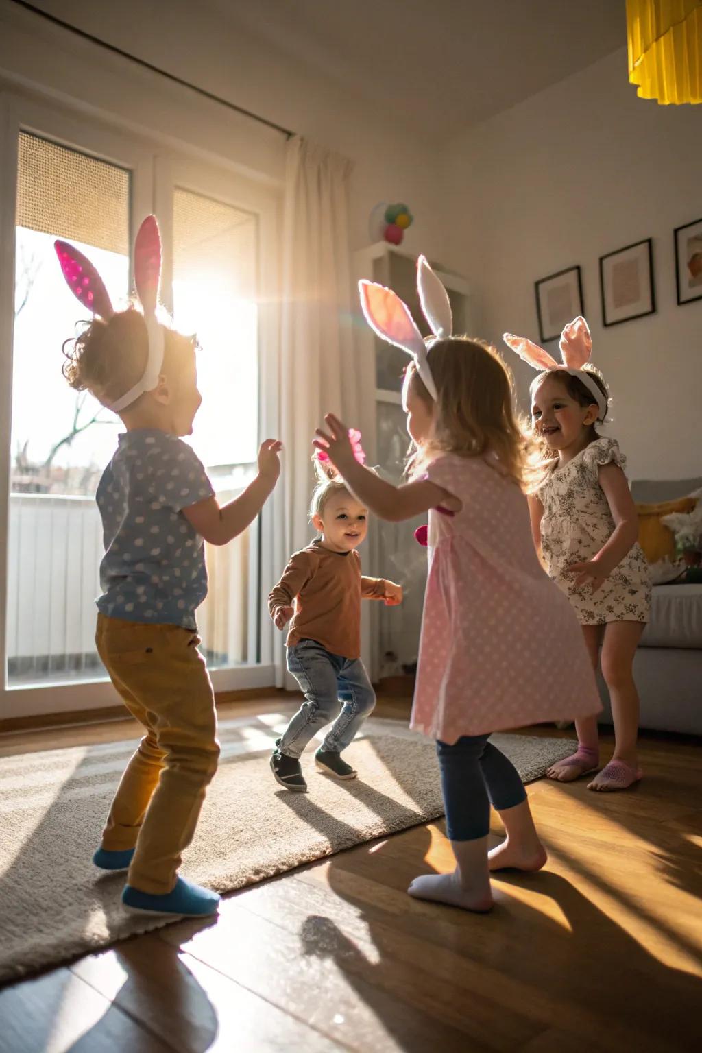 Energetic spring dance party with animal-themed accessories.