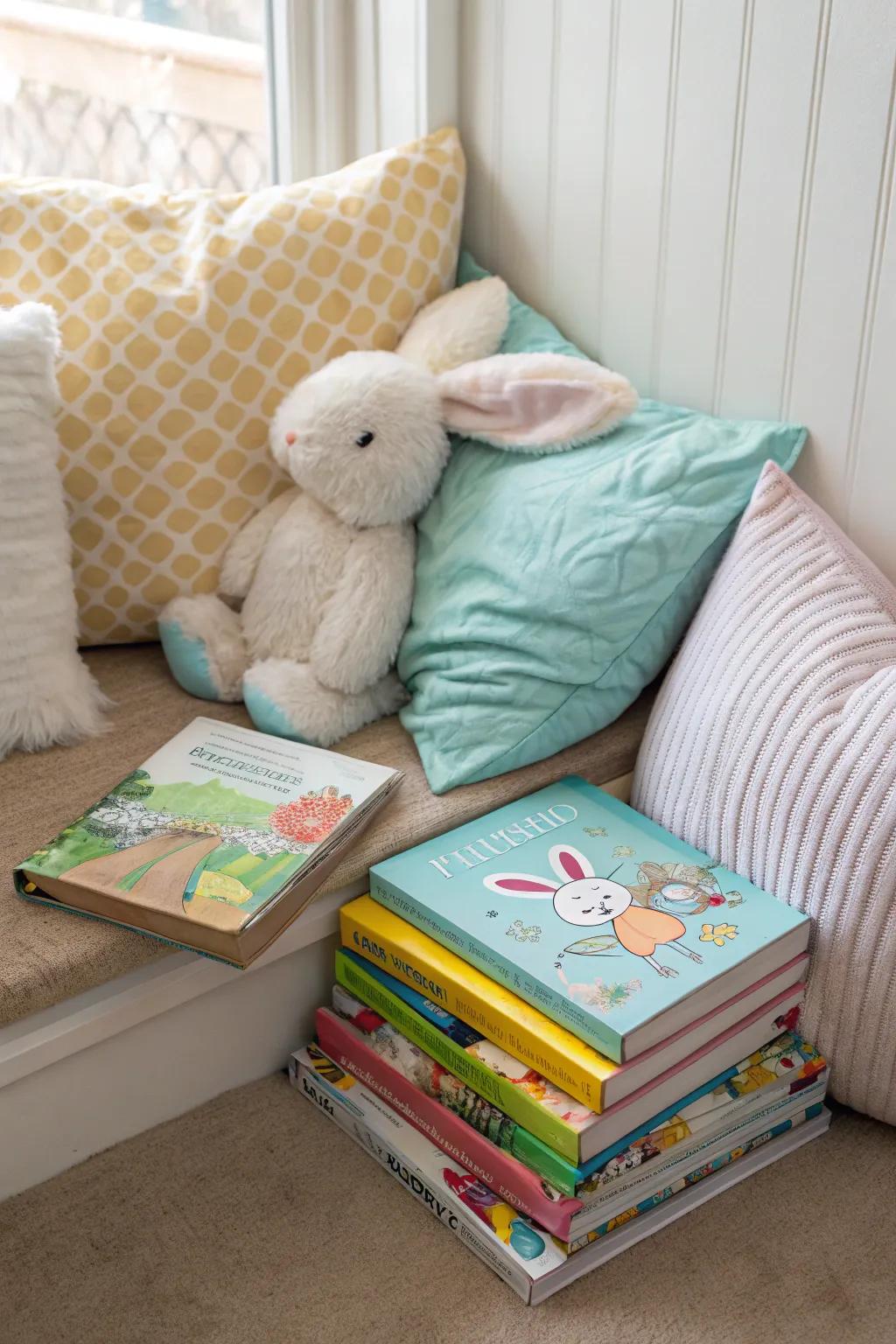 A snug story nook perfect for toddlers.