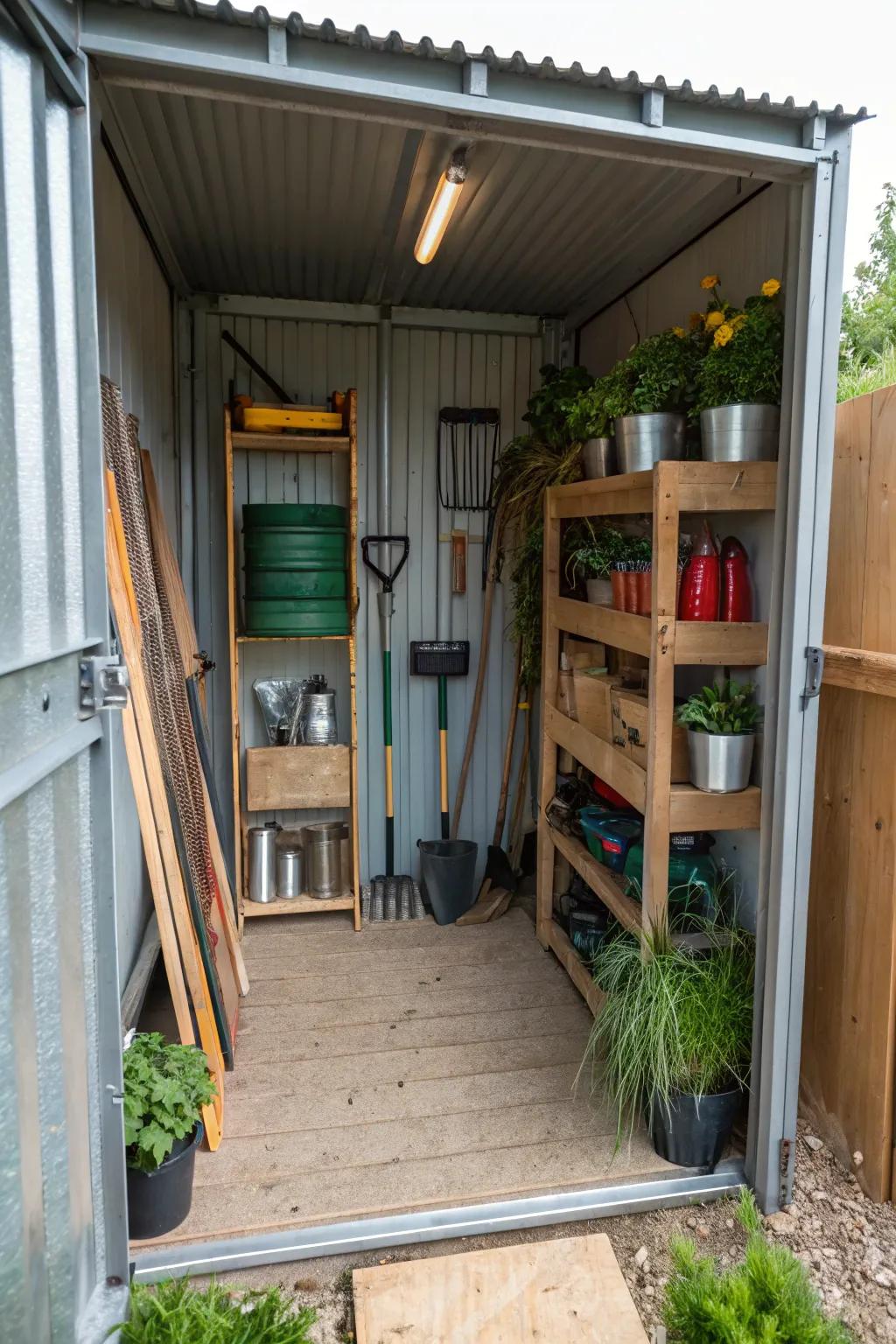 Zoned layouts keep shed activities organized and efficient.