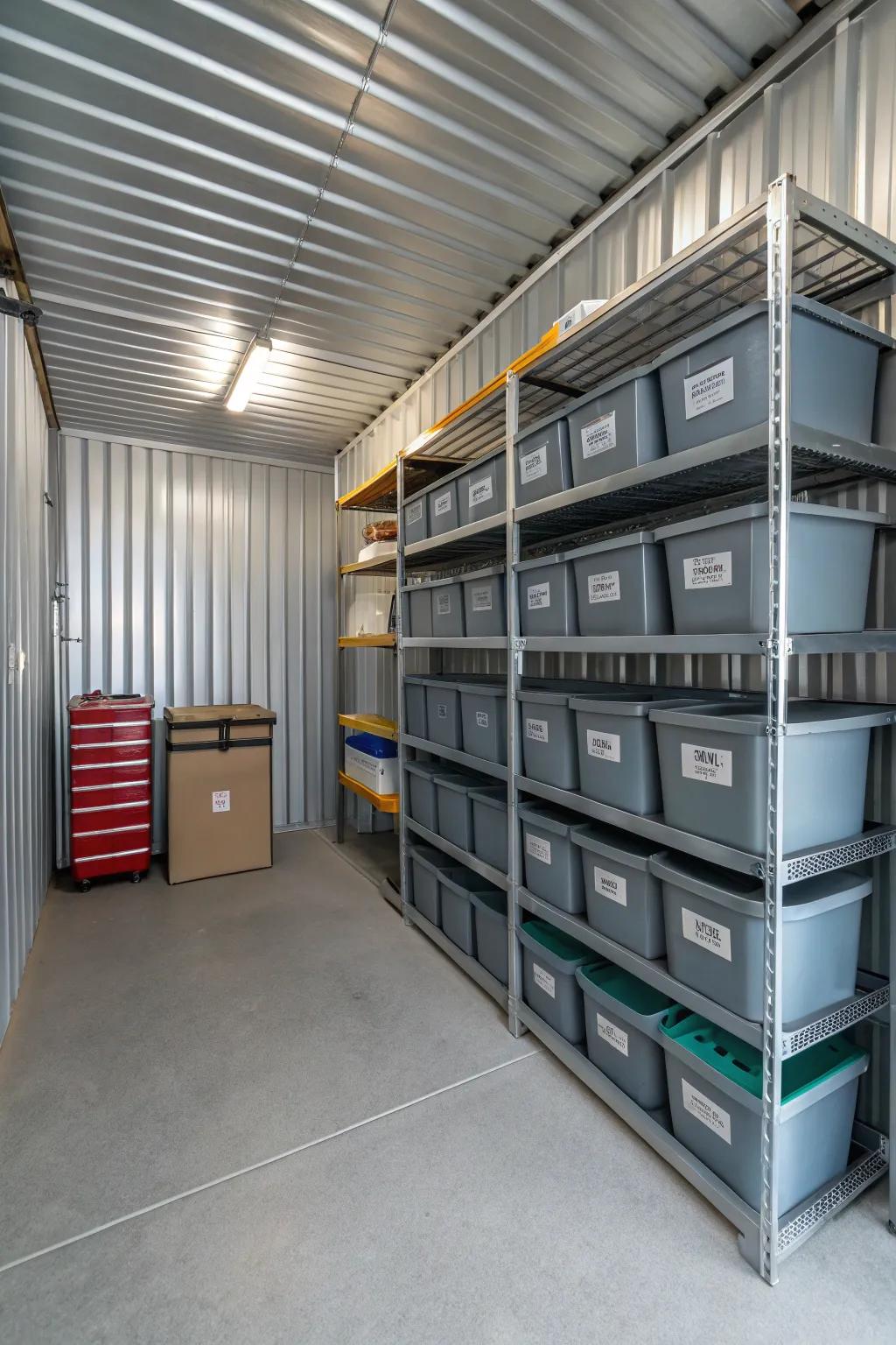 Labels keep storage neat and items easy to find.