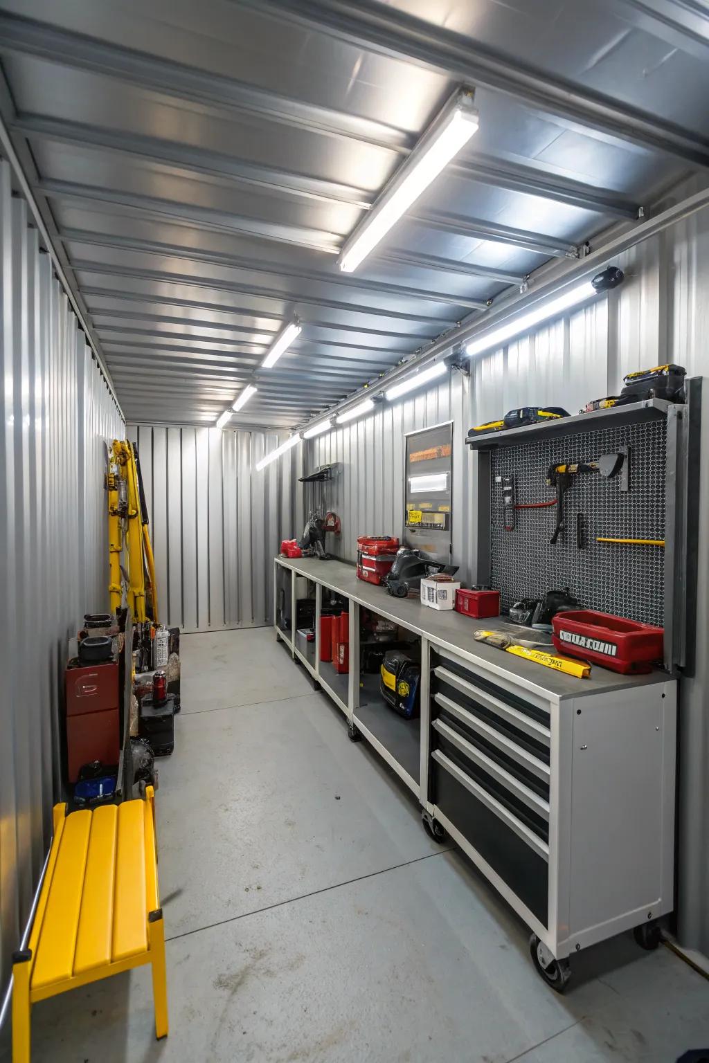 Proper lighting improves shed usability and comfort.