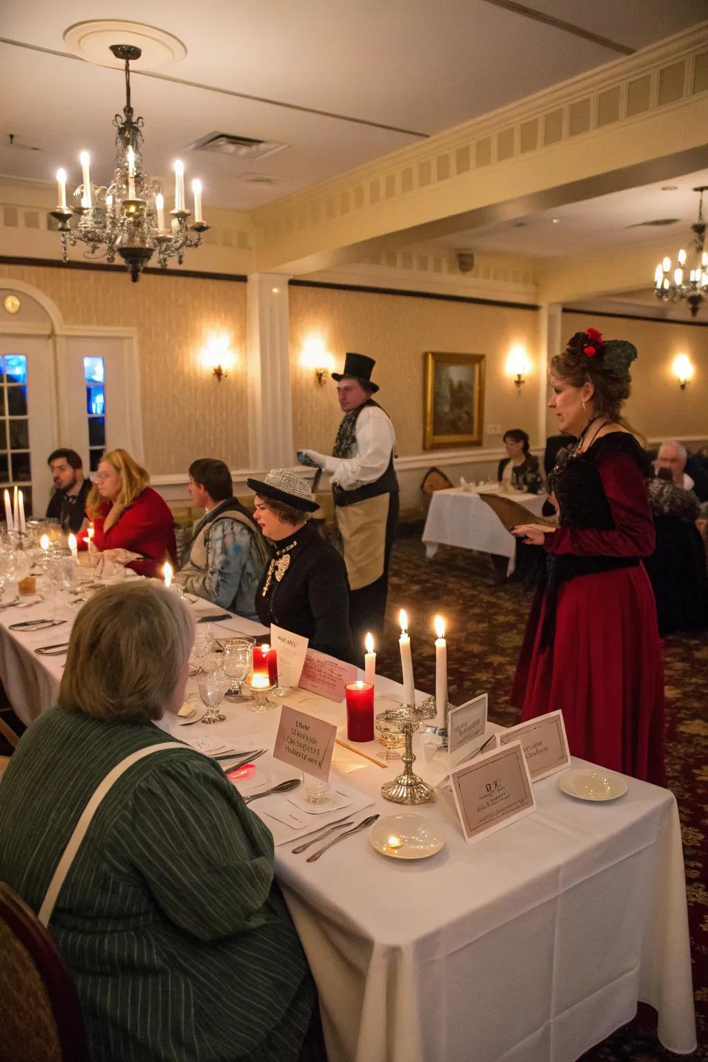 Mysterious dinner theater setup