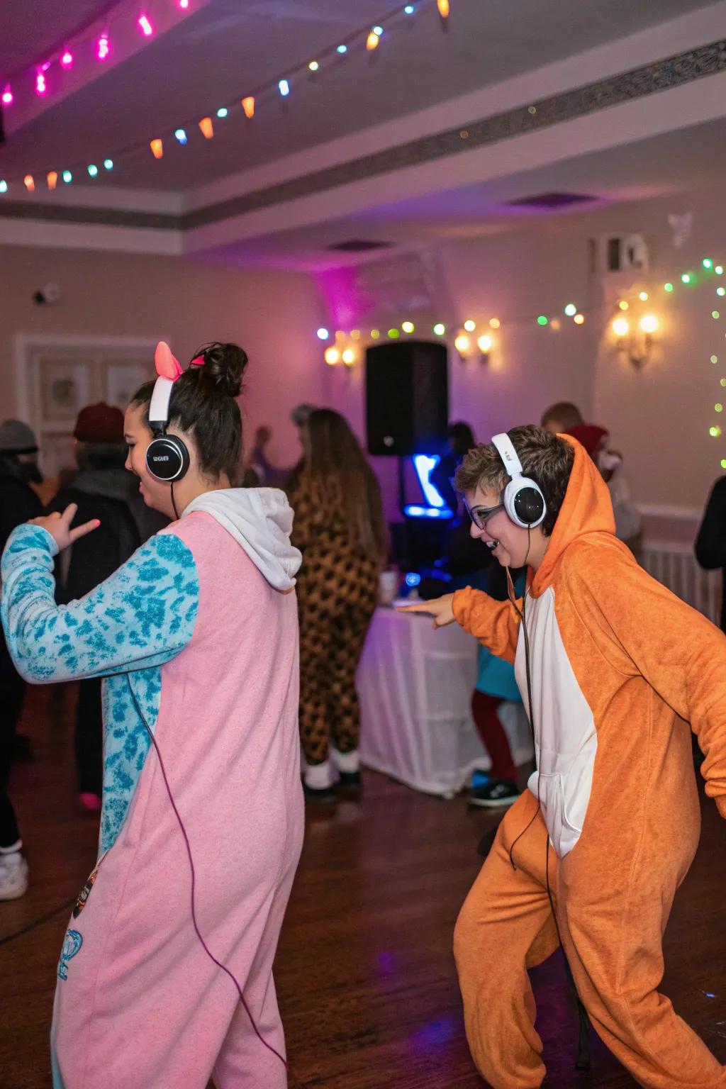 Silent disco with costumed dancers