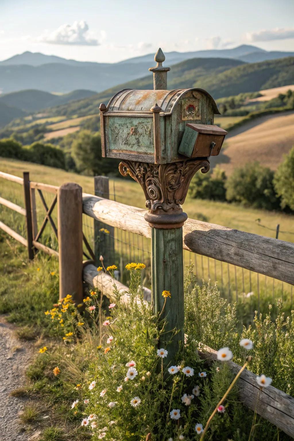 Vintage mailbox posts add nostalgic character and warmth.