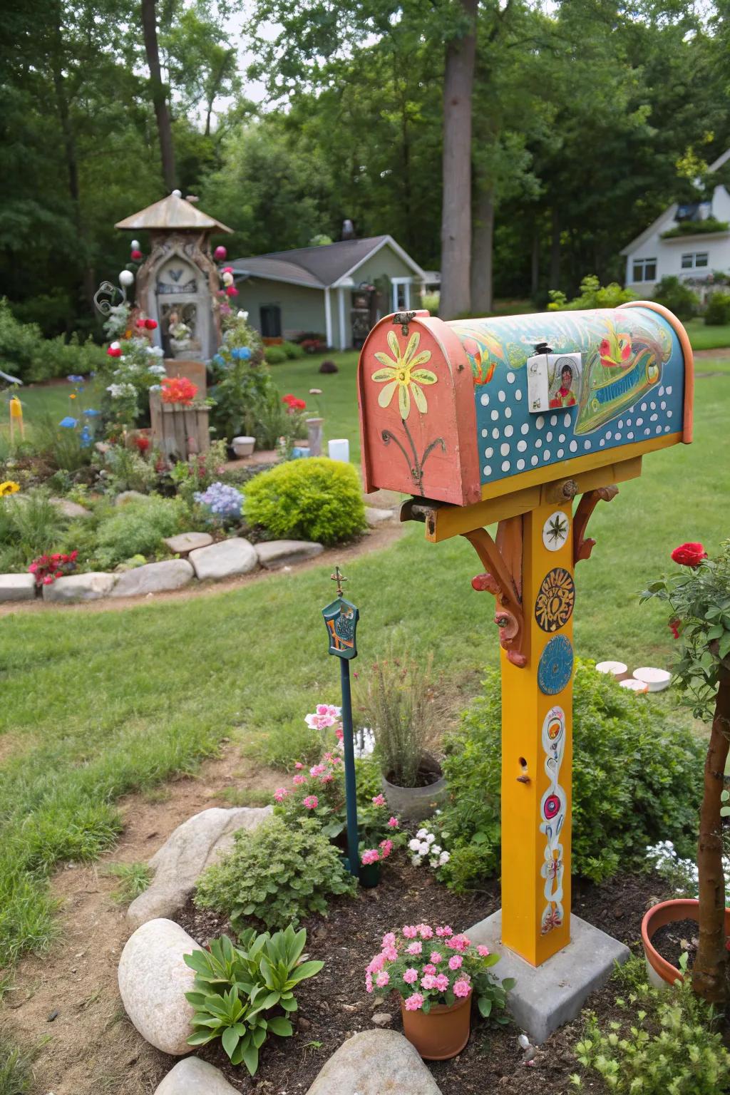 Custom DIY mailbox posts showcase personal style and creativity.