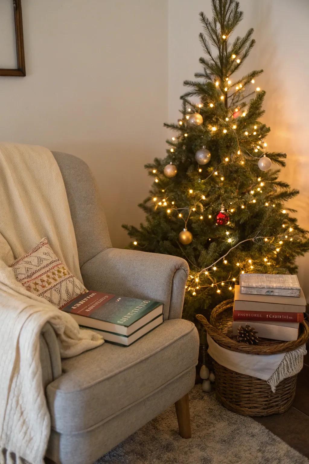 A cozy corner perfect for unwinding with a book and hot cocoa.