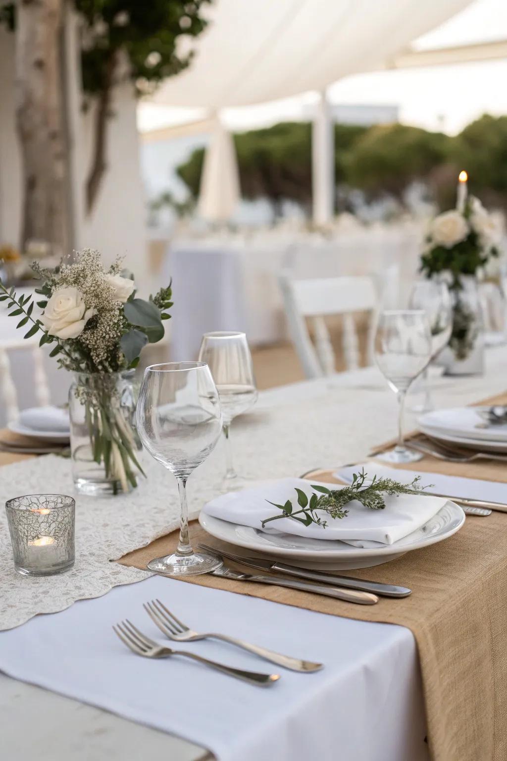 Sleek simplicity offers a contemporary and elegant wedding table design.