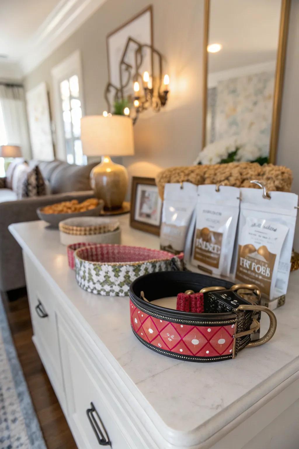 Stylish collars and delicious snacks for dogs.