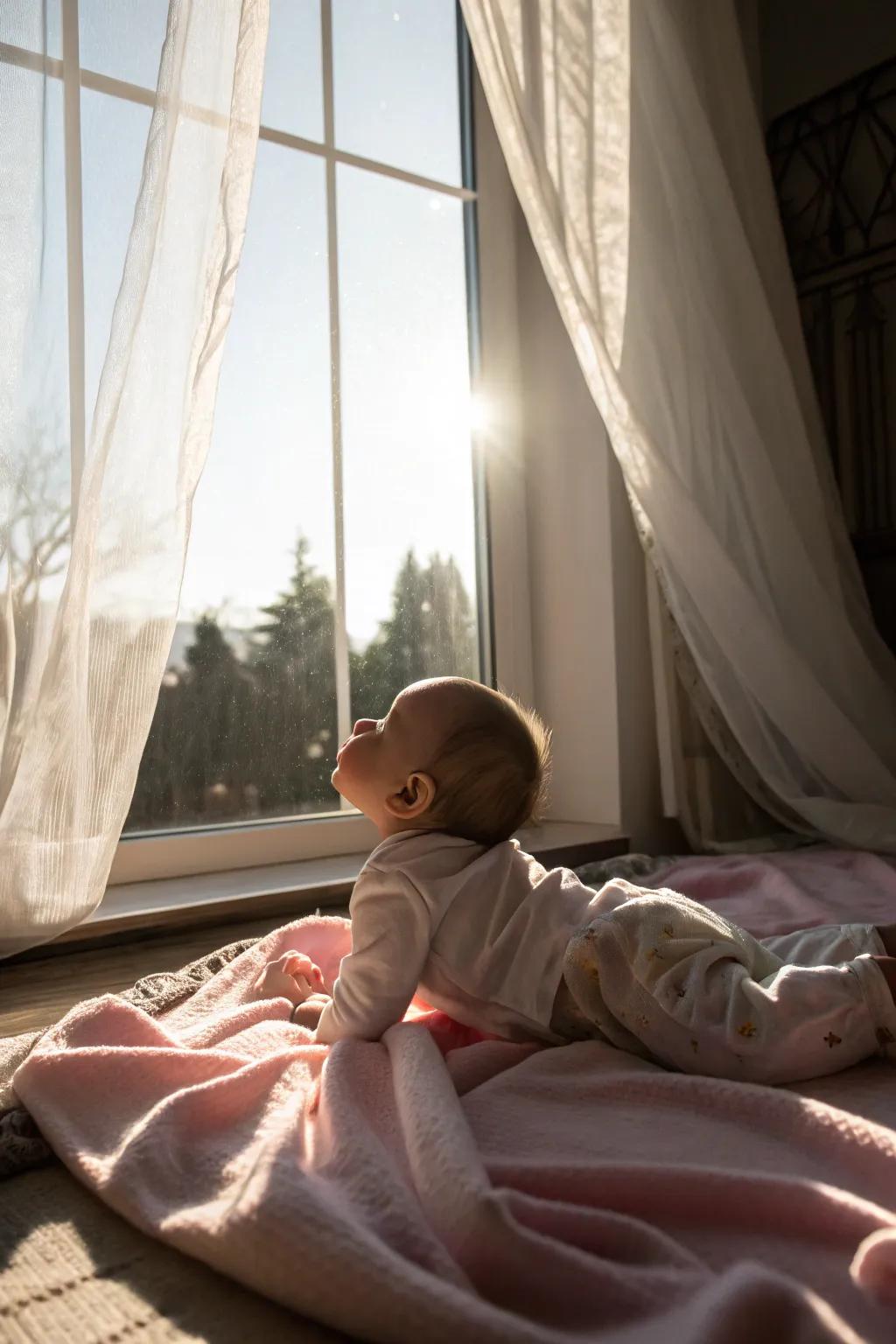 Natural light enhances the warmth and clarity in baby photos.