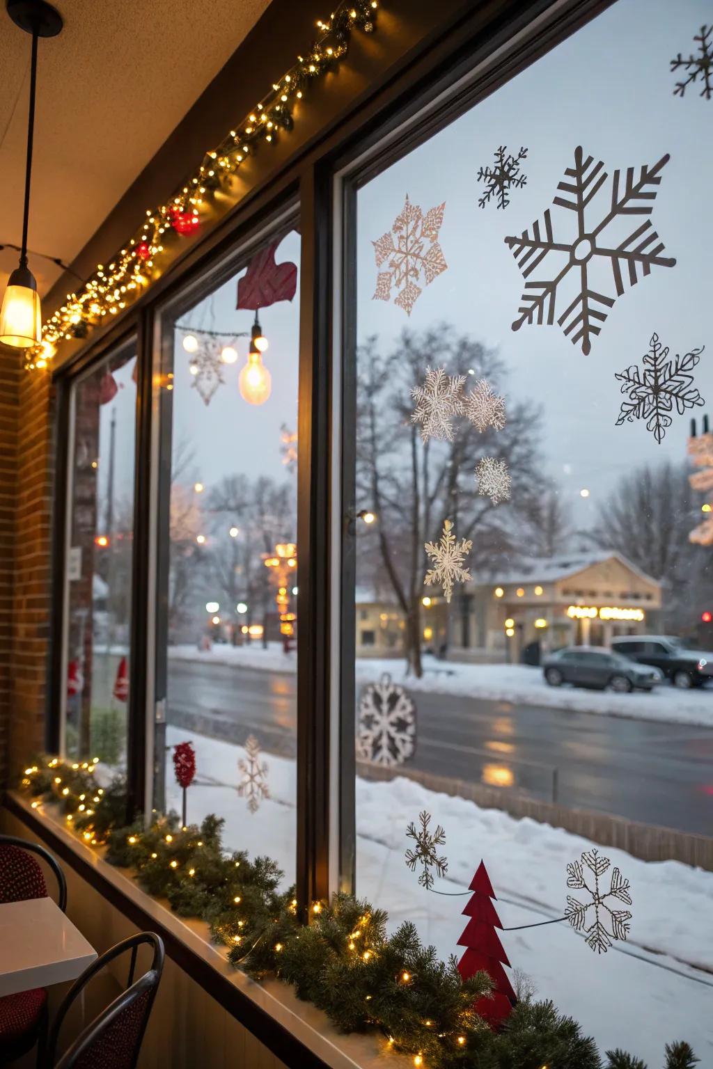 Windows telling a festive story.