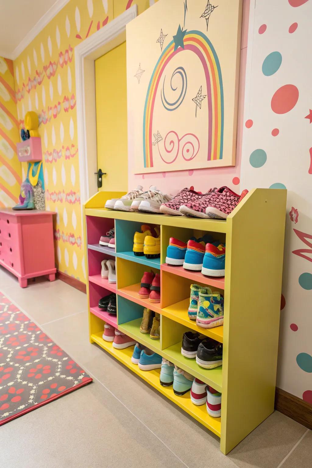 Add a lively splash of color to your shoe storage.