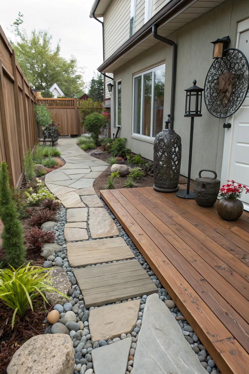 Combining different materials creates depth and visual appeal.