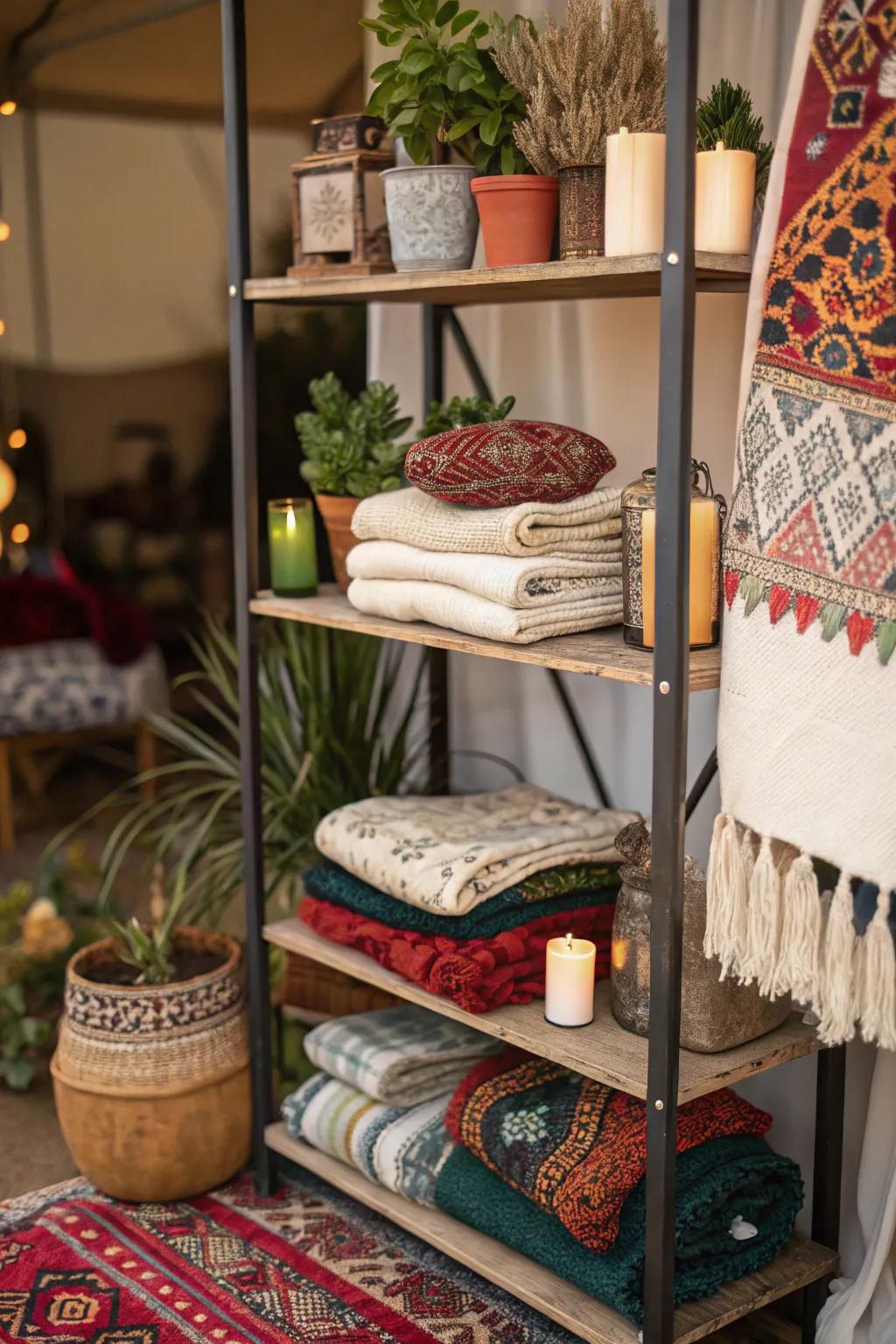 Textile layers add depth and texture.